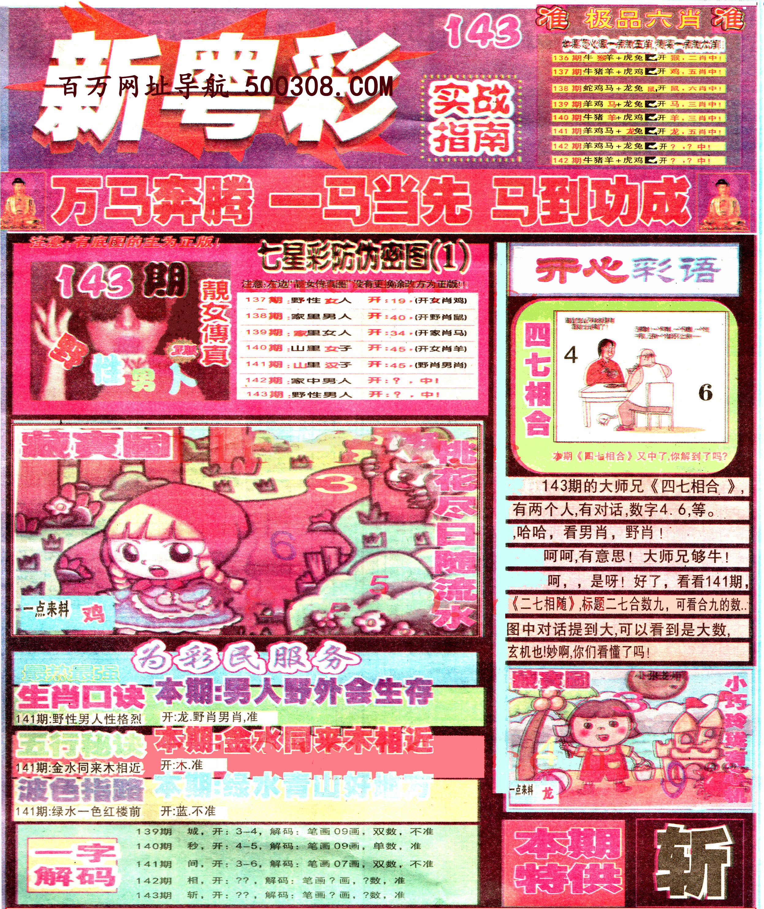 143期：彩民推荐：≮新粤彩≯→（博彩必备）