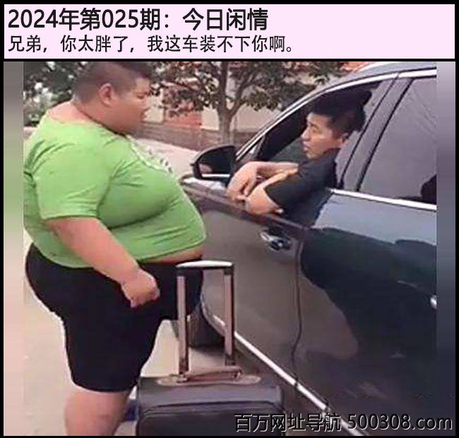 025期今日闲情：兄弟，你太胖了，我这车装不下你啊。