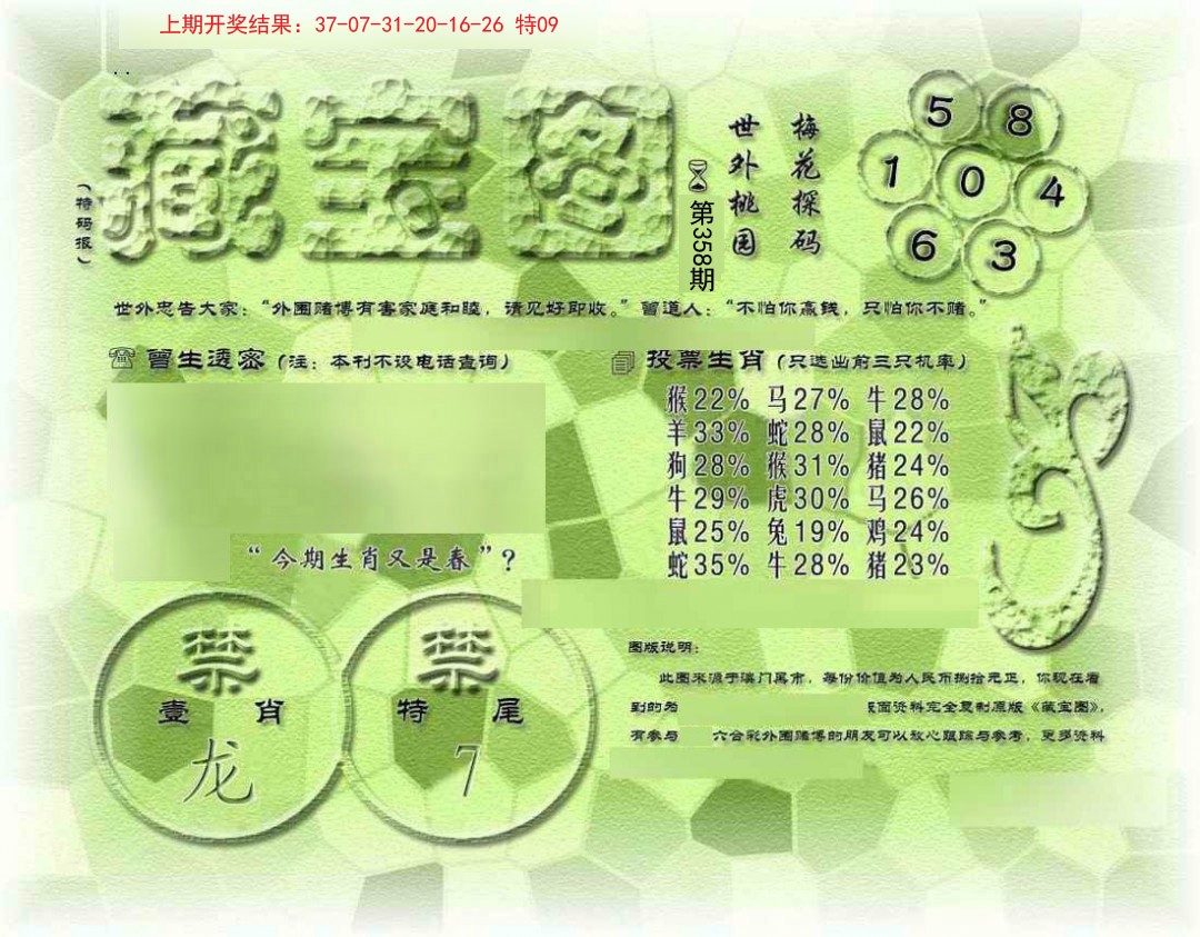 →→358期：澳门彩评论专帖←←